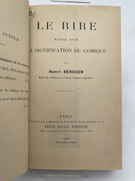 Le Rire. Essai sur la signification du comique. BERGSON Henri
