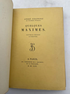Quelques maximes . SIEGFRIED André 