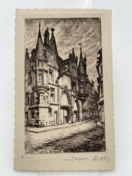 Gravure Eau forte : Paris l'hôtel de Sens. Jean DELIS pseudonyme d'Emile LEROI