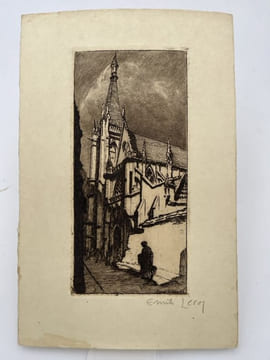 Gravure Eau forte : Paris Saint Séverin. LEROI Emile