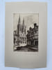 Gravure Eau forte : Saint L&ocirc;, fa&ccedil;ade de Notre Dame. LEROI Emile