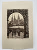 Gravure Eau forte : Bayeux, ensemble de la Cath&eacute;drale. LEROI Emile