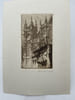 Gravure Eau forte : Caen, abside de l'&eacute;glise Saint Pierre. LEROI Emile