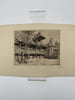 Gravure Eau forte : Pont l'Ev&ecirc;que, vieille auberge. LEROI Emile