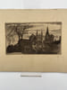 Gravure Eau forte : Lisieux, c&ocirc;t&eacute; sud de la cath&eacute;drale. LEROI Emile