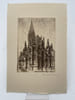Gravure Eau forte : Caen, abside Saint Pierre. LEROI Emile