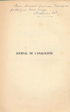 Journal de l'analogiste . LILAR Suzanne