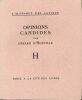 Opinions Candides . D'HOUVILLE Gérard
