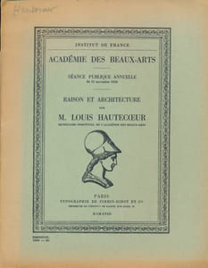 Académie des Beaux-Arts. Raison et architecture