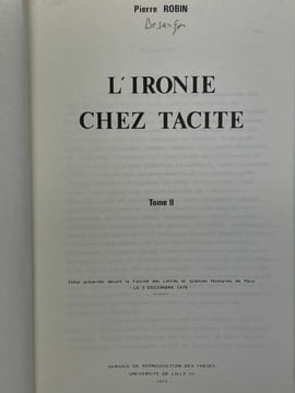 L'Ironie chez Tacite. II. ROBIN PIERRE