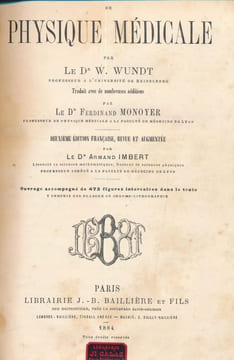 Traité élémentaire de physique médicale. WUNDT Docteur W.
