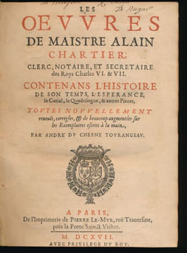 Les oeuvres de Maistre Alain Chartier . CHARTIER Alain