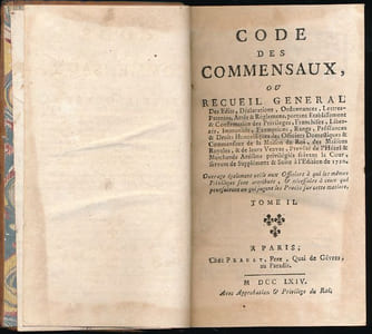 Code des commensaux, ou Recueil général des édits, déclarations, ordonnances, lettres patentes, arrêts, & règlemens : portant établissement & confirmation des privilèges, franchises, libertés, immunités, exemptions, rangs, préséances, & droits honorifiques des officiers-domestiques & commensaux de la Maison du Roy, des Maisons royales, & de leurs veuves. Prévôté de l'Hôtel & marchands artisans privilégiés suivant la Cour, servant de supplément & suite à l'édition de 1720