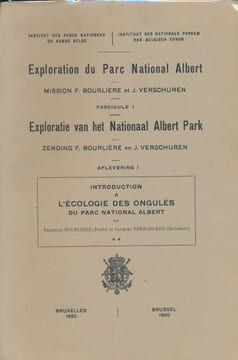Introduction à l'écologie des ongulés du parc national Albert . BOURLIERE François - VERSCHUREN Jacques