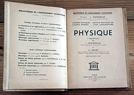 Manuel scolaire : Physique 4ème industrielle. L. Pastouriaux et A. Mohier