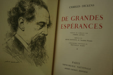 De Grandes espérances (2vol), illustré par un portrait de Berthold Mahn.