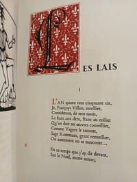 Les Oeuvres de Maistre Françoys Villon, Les Lais, Le Testament, Poésies Diverses,
illustrées par les bois gravés de Ch. Picart le Doux.