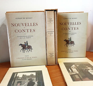Oeuvres de A. de Musset: Nouvelles et Contes (3vol), illustré par André-Édouard Marty.. MUSSET Alfred de.