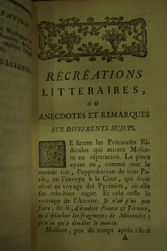 Récréations littéraires ou Anecdotes et Remarques sur différents sujets.. CIZERON-RIVAL François-Louis