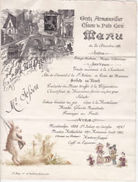 Gretz Armainillier - Chasse de Puits Carré - Menu du 20 Décembre 1881