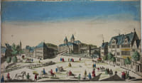 Vue d'optique Estampe « representant les environs du marche aux chevaux de Stetin en Allemagne »