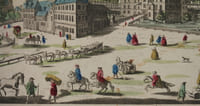 Vue d'optique Estampe « representant les environs du marche aux chevaux de Stetin en Allemagne »