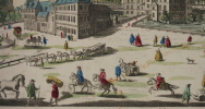 Vue d'optique Estampe « representant les environs du marche aux chevaux de Stetin en Allemagne ». 