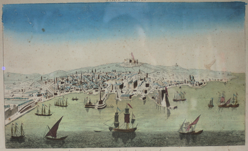 Vue d'optique Estampe « Vue de la ville de Naples ». 