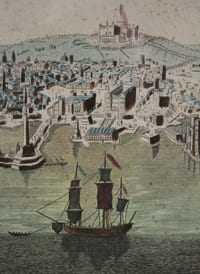 Vue d'optique Estampe « Vue de la ville de Naples »