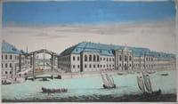 Vue d'optique Estampe « Vue de l'ancien palais d'hiver de sa majesté impériale et du canal qui joint la moika avec la Neva a St Petersburg »
