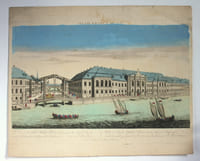 Vue d'optique Estampe « Vue de l'ancien palais d'hiver de sa majesté impériale et du canal qui joint la moika avec la Neva a St Petersburg »