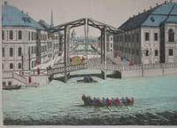 Vue d'optique Estampe « Vue de l'ancien palais d'hiver de sa majesté impériale et du canal qui joint la moika avec la Neva a St Petersburg »