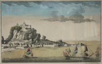Vue d'optique « Vue du detroit et de la ville de Gibraltar petite ville d'Espagne dans l'Andalousie, appartenant aux anglais depuis 1704 »