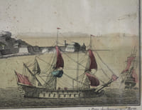Vue d'optique « Vue du detroit et de la ville de Gibraltar petite ville d'Espagne dans l'Andalousie, appartenant aux anglais depuis 1704 »