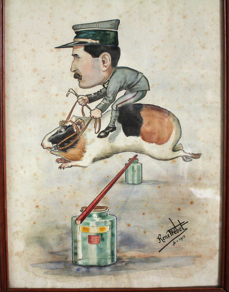 Dessin aquarelle humoristique originale de Ren&eacute; Fr&eacute;bet. Ren&eacute; Fr&eacute;bet