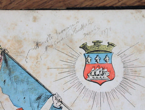 Reliure Souvenirs du siège de Paris, Paris assiégé (scènes de la vie parisienne pendant le siège). Draner