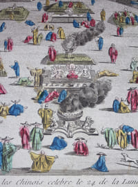 Vue d'optique « Cérémonie de la grande Festé que les chinois célèbre le 24 de la lune d'Aoust dans la principale de Pékin »
