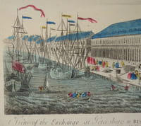 Vue de la bourse & du port de Petersbourg en Russie