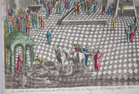 Vue d'optique « La grande Hosanna ou cérémonie du 8ème jour de la Feste des Tabernacles, Les Levites portant Chantans des pseaumes et des Cantiques »