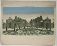 Vue d'optique « Le jardin du comte d'Althann » Vue des treillages du jardin de SE le général Comte d'Althann en face