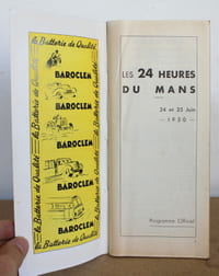 Programme officiel Les 24 heures du Mans 1950, 24 et 25 Juin 1950 avec son plan et la liste officielle