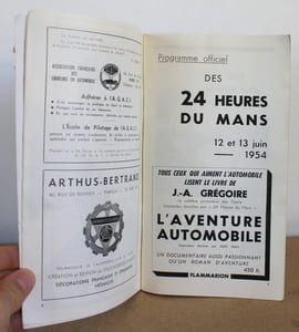 Programme officiel Les 24 heures du Mans 1954, 12 et 13 Juin 1954 avec sa liste officielle, un bandeau et deux marques pages