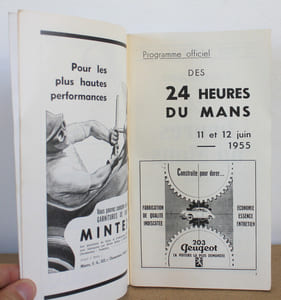Programme officiel Les 24 heures du Mans 1955, 11 et 12 Juin 1955 avec sa liste officielle