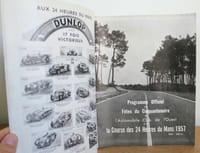 Programme officiel Les 24 heures du Mans 1957, 22 et 23 Juin 1957 avec sa liste officielle, son plan et deux pubs