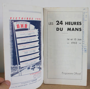 Programme officiel Les 24 heures du Mans 1952, 14 et 15 Juin 1952