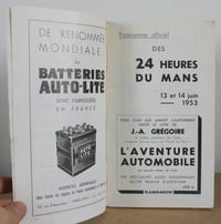 Programme officiel Les 24 heures du Mans 1953, 13 et 14 Juin 1953