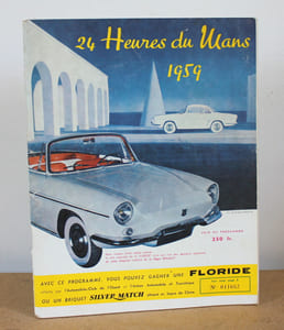 Programme officiel Les 24 heures du Mans 1959, 20 et 21 Juin 1959 avec sa liste officielle et deux pub