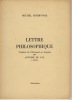 Lettre Philosophique : Très Estimée de Ceux qui se Plaisent aux Vérités Hermétiques - Editions Sebastiani Paris 1980. SENDIVOGE Michel - 