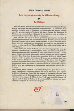 Les enchantements de Glastonbury tome IV Le Déluge - Éditions Gallimard - 1976. COWPER POWYS John -
