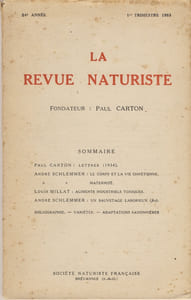 La Revue Naturiste 1er. trimestre 1953 - Editions de la Société Naturiste Française fondée par le Docteur Paul Carton à Brevannes Seine et Oise